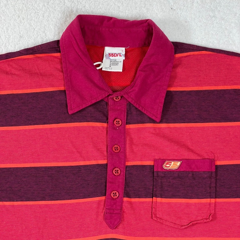 DIESEL 55DSL Polo Shirt Striped‎ Red Y2K Streetwear Cotton Men's Size L VTG NWT - Picture 3 of 14